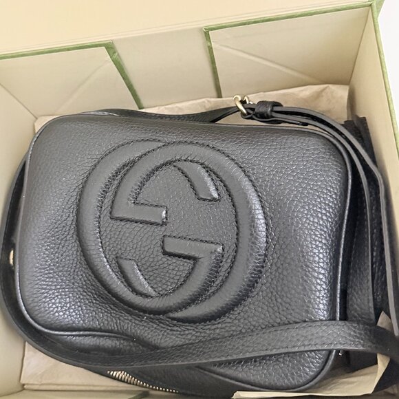 GUCCI Italy SOHO Disco Blck Pebbled Leather Shoulder Crossbody Bag Purse Handbag - Picture 5 of 6